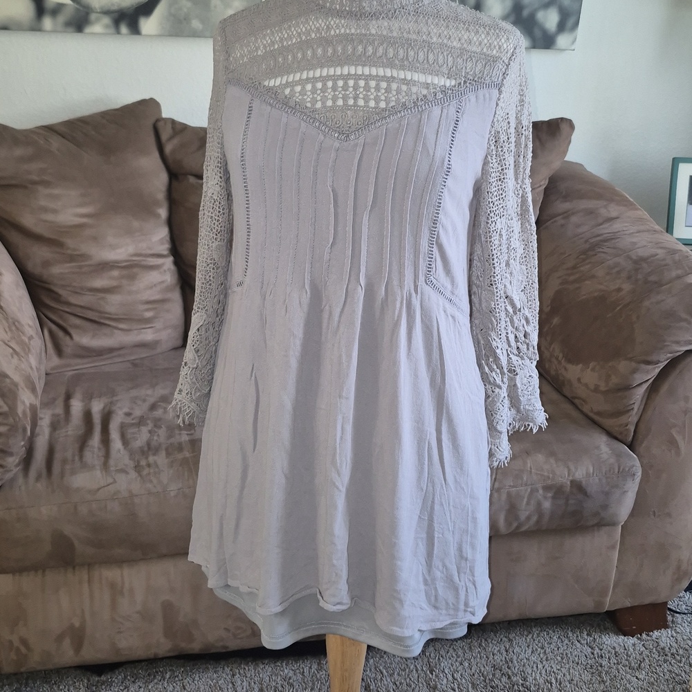 Free People Gray Lace Blouse - Picture 2 of 16